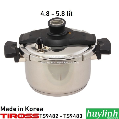 Nồi áp suất nhôm đáy từ Tiross TS9482 - ts9483(4.8 lít - 5.8 lít) - Made in Hàn Quốc