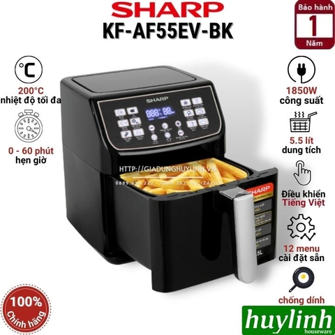 Nồi chiên không dầu Sharp KF-AF55EV-BK - 5.5 lít