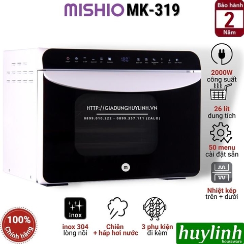 Nồi chiên không dầu hấp hơi nước Mishio MK-319 - 26 lít