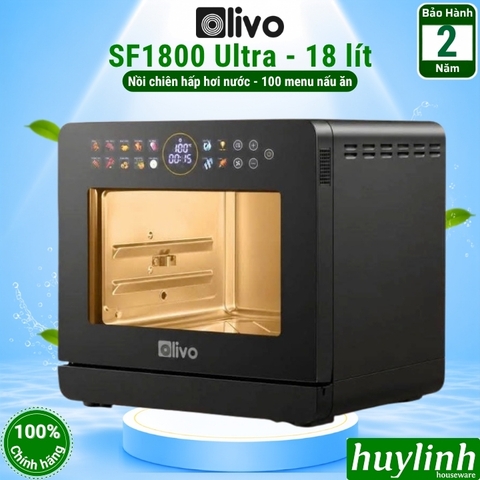 Mẫu mới 2026 - Nồi chiên không dầu hấp hơi nước Olivo SF1800 Ultra - Dung tích 18 lít - 100 menu nấu nướng