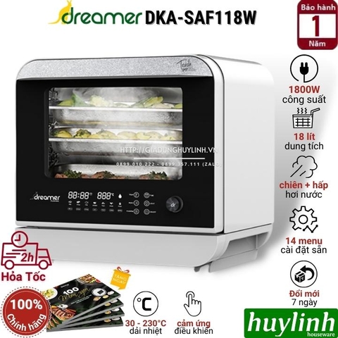 Nồi chiên không dầu hấp hơi nước Dreamer DKA-SAF118W - 18 lít