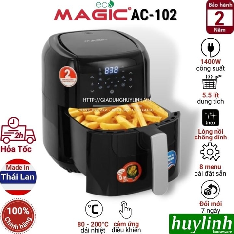 Nồi chiên không dầu điện tử Magic ECO AC-102 - 5.5 lít - Made in Thái Lan