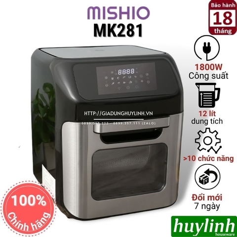 Nồi chiên không dầu Mishio MK-281 - 12 lít - 10 chức năng