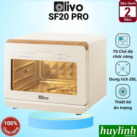 [Mới 2025] Nồi chiên không dầu - hấp hơi nước Olivo SF20 PRO - 70 Menu cài sẵn - chiên EcoFry và Hấp NanoSteam
