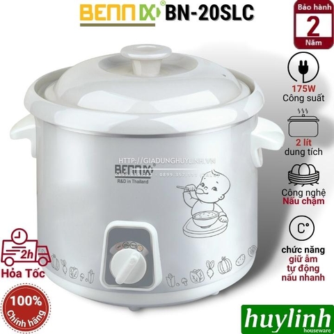 Nồi tiềm nấu cháo chậm Bennix BN-20SLC - 2 lít