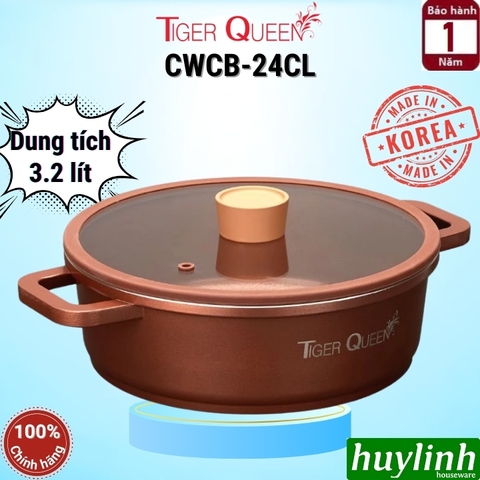 Nồi lẩu Ceramic đáy từ Tiger Queen CWCB-24CL - 3.2 lít - 24cm - Made in Hàn Quốc