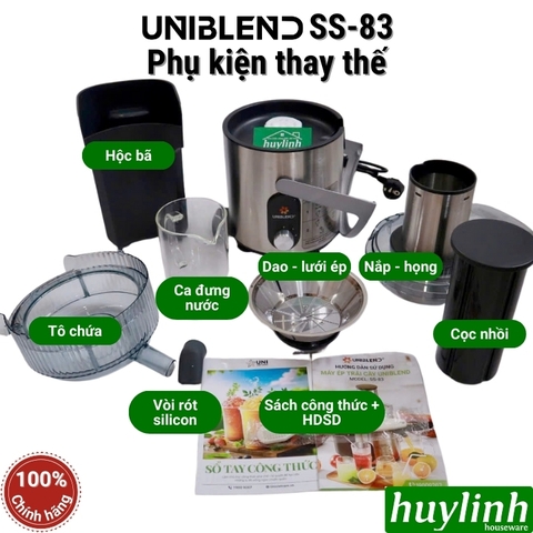 Phụ kiện máy ép nhanh Uniblend SS-83 - Lưỡi dao - nắp họng - tô chứa - cọc nhồi
