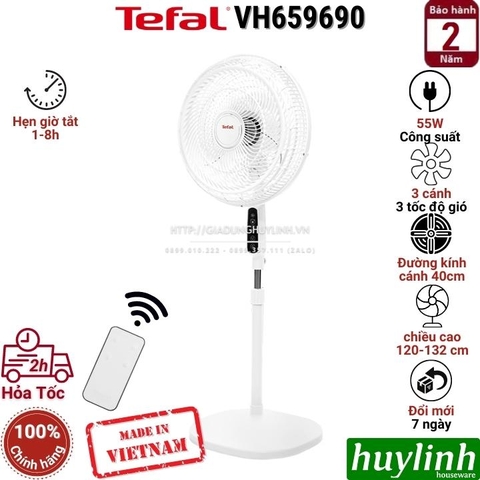 Quạt đứng Turbo Life Tefal VH659690 - 55W - Có Remote - Sản xuất tại Việt Nam
