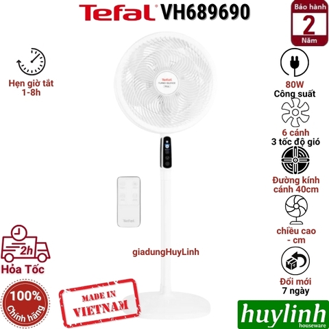 Quạt đứng Tefal TB Silence Plus VH689690 - 80W - Có Remote - Sản xuất tại Việt Nam