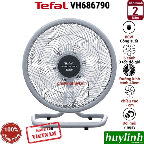 Quạt sàn Tefal TB Silence Plus VH686790 - 80W - Sản xuất tại Việt Nam