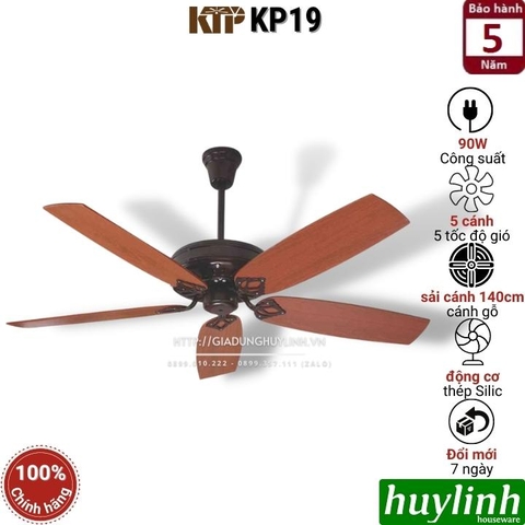 Quạt trần 5 cánh gỗ Kim Thuận Phong KTP KP19