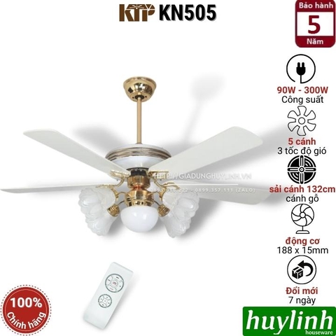 Quạt trần cánh gỗ đèn chùm Kim Thuận Phong KTP KN505