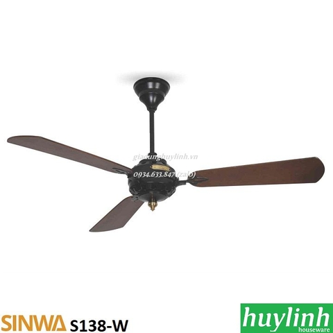 Quạt trần cánh gỗ kiểu cổ điển Sinwa S138-W - 3 cánh