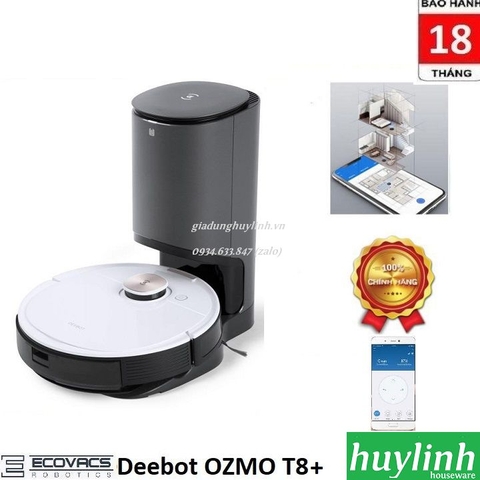 Robot hút bụi lau nhà Ecovacs Deebot OZMO T8+ - Bản Quốc Tế - Chính hãng