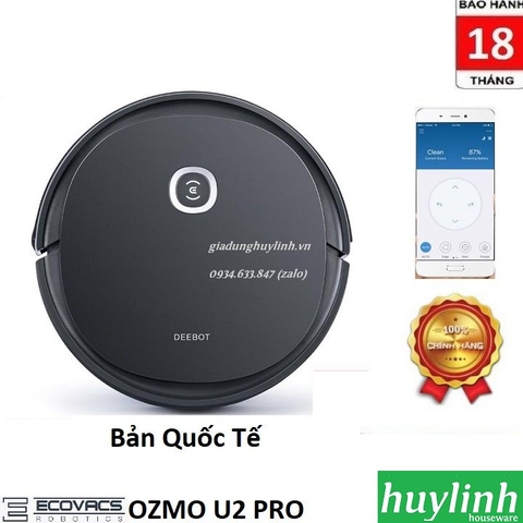 Robot hút bụi lau nhà Ecovacs Deebot OZMO U2 PRO - Bản Quốc Tế - Chính hãng