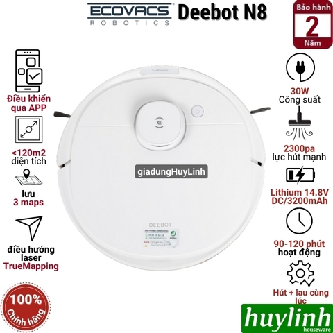 Robot hút bụi lau nhà Ecovacs Deebot N8 - Bản Quốc Tế - Hàng chính hãng