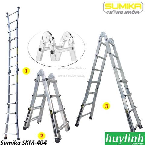 Thang nhôm gấp chữ A đa năng Sumika SKM-404 - 4 mét