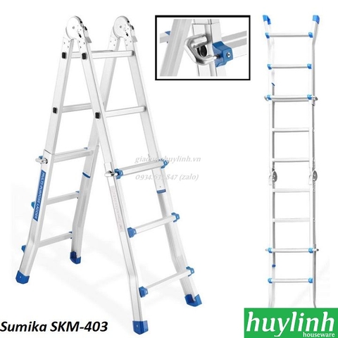 Thang nhôm gấp chữ A đa năng Sumika SKM-403 - 2.86 mét