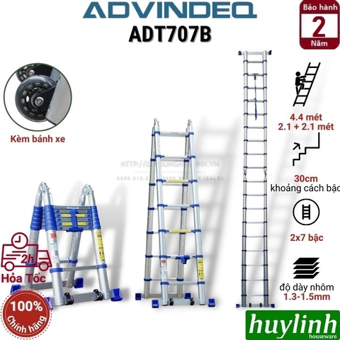 Thang nhôm rút đôi chữ A Advindeq ADT707B - 4.4 mét