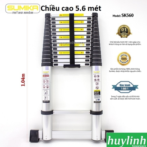 Thang nhôm rút đơn Sumika SK560 - 5.6 mét - tải trọng 300kg