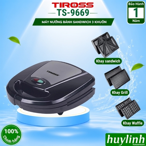 Máy làm - nướng bánh sandwich - hotdog - waffle Tiross TS9669 - 3 trong 1