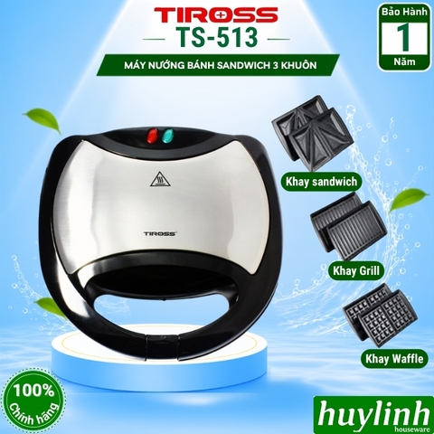 Máy nướng bánh sandwich, hotdog, waffle Tiross TS513 - 3 trong 1