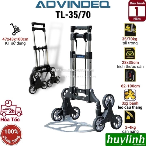 Xe kéo đẩy hàng leo cầu thang rút gọn Advindeq TL-35/70 - Tải trọng 35/70kg