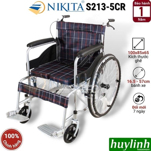 Xe lăn tay Nikita S213-5CR - Tải trọng 120kg