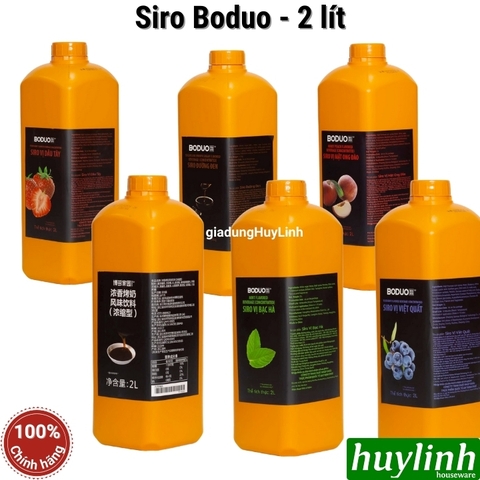 Siro Boduo 2 lít - Nguyên liệu pha chế (Đào - Dâu - Việt Quất - Táo Xanh - Chanh Leo - Đường Đen)