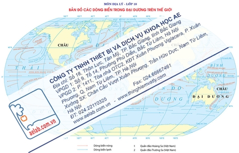 Bản đồ các dòng biển trên đại dương thế giới (Tranh giấy)