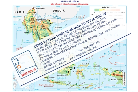 Bản đồ địa lí tự nhiên khu vực Đông Nam Á