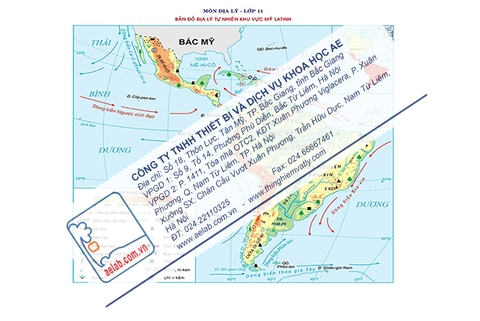 Bản đồ địa lí tự nhiên khu vực Mỹ Latinh
