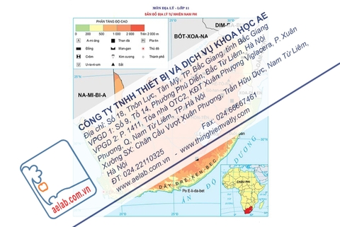 Bản đồ địa lí tự nhiên Nam Phi