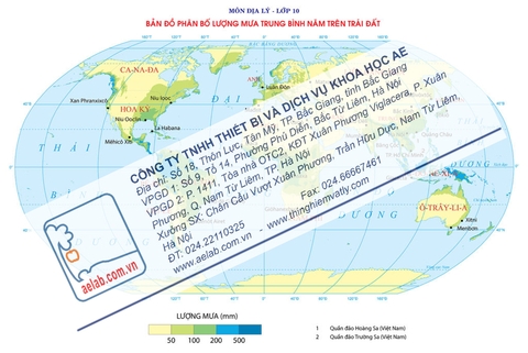 Bản đồ phân bố lượng mưa trung bình năm trên Trái Đất