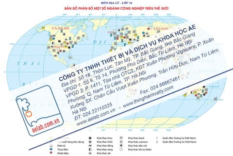 Bản đồ phân bố một số ngành công nghiệp trên thế giới