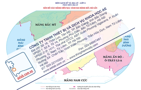 Lược đồ các mảng kiến tạo, vành đai động đất, núi lửa trên Trái Đất (Tranh giấy)