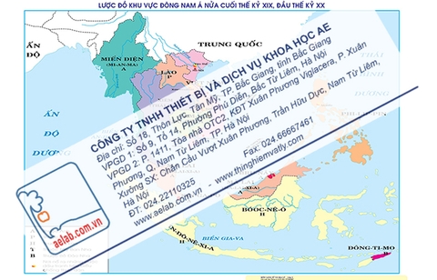 Lược đồ khu vực Đông Nam Á nửa cuối thế kỉ XIX, đầu thế kỉ XX (Tranh giấy)