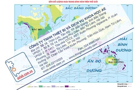 Lược đồ phân bố nhiệt độ trung bình năm trên Trái Đất (Tranh giấy)