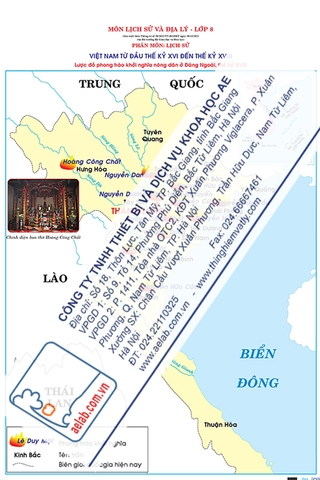 Lược đồ phong trào khởi nghĩa nông dân ở Đàng Ngoài, thế kỉ XVIII (Tranh giấy)