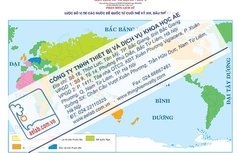 Lược đồ vị trí các nước đế quốc từ cuối thế kỉ XIX, đầu thế kỉ XX (Tranh giấy)