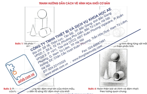 Tranh hướng dẫn cách vẽ hình họa khối cơ bản