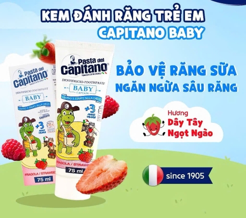 Kem Đánh Răng Cho Bé Capitano Toothpaste Nhiều Mùi Hương Kem Đánh Răng Trẻ Em An Toàn, Dịu Nhẹ 75g