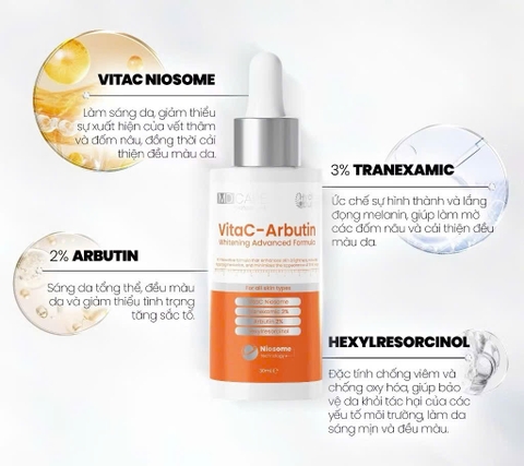 Serum Sáng Da, Chống Lão Hoá MD CARE VitaC-Arbutin Serum - Whitening Advanced Formula 30ml