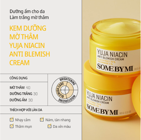 [SOMEBYMI] Kem dưỡng trắng da mờ thâm Yuja Niacin Anti Blemish Cream 60g
