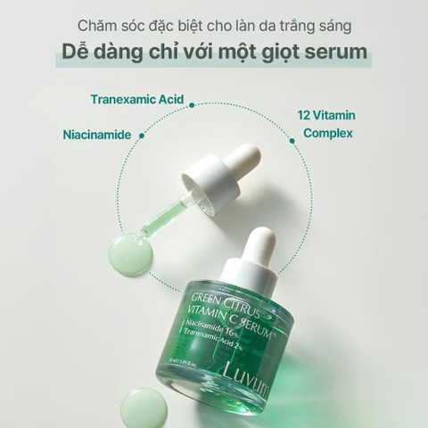Tinh Chất Dưỡng Sáng Da 2% Tranexamic Acid+16% Niacinamide Luvum Green Citrus Vitamin C Serum 30ml