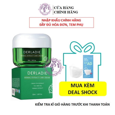 Kem dưỡng giảm mụn, kiềm dầu Derladie Herbal Extract Care Cream 50ml