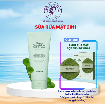 Mặt Nạ Rửa Mặt 2 In 1 Làm Sạch Sâu Cho Da Dầu Mụn Nhạy Cảm Dewdap Cicatea Pore & Sebum Pack Cleanser 150ml