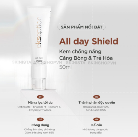 Kem chống nắng Ekseption dưỡng ẩm, căng bóng All Day Shield SPF 50+
