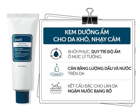 Kem dưỡng ẩm Klairs Rich Moist Soothing Cream 80ml