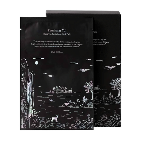 Mặt nạ giấy cấp ẩm dưỡng sáng săn chắc da chiết xuất trà đen lên men Pyunkang Yul Black Tea Revitalizing Mask Pack 25ml
